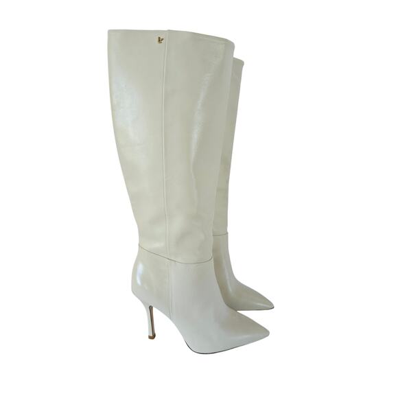 Larroude Kate White Leather Knee High Stiletto Boots Size 7.5 NWOT - Picture 4 of 8